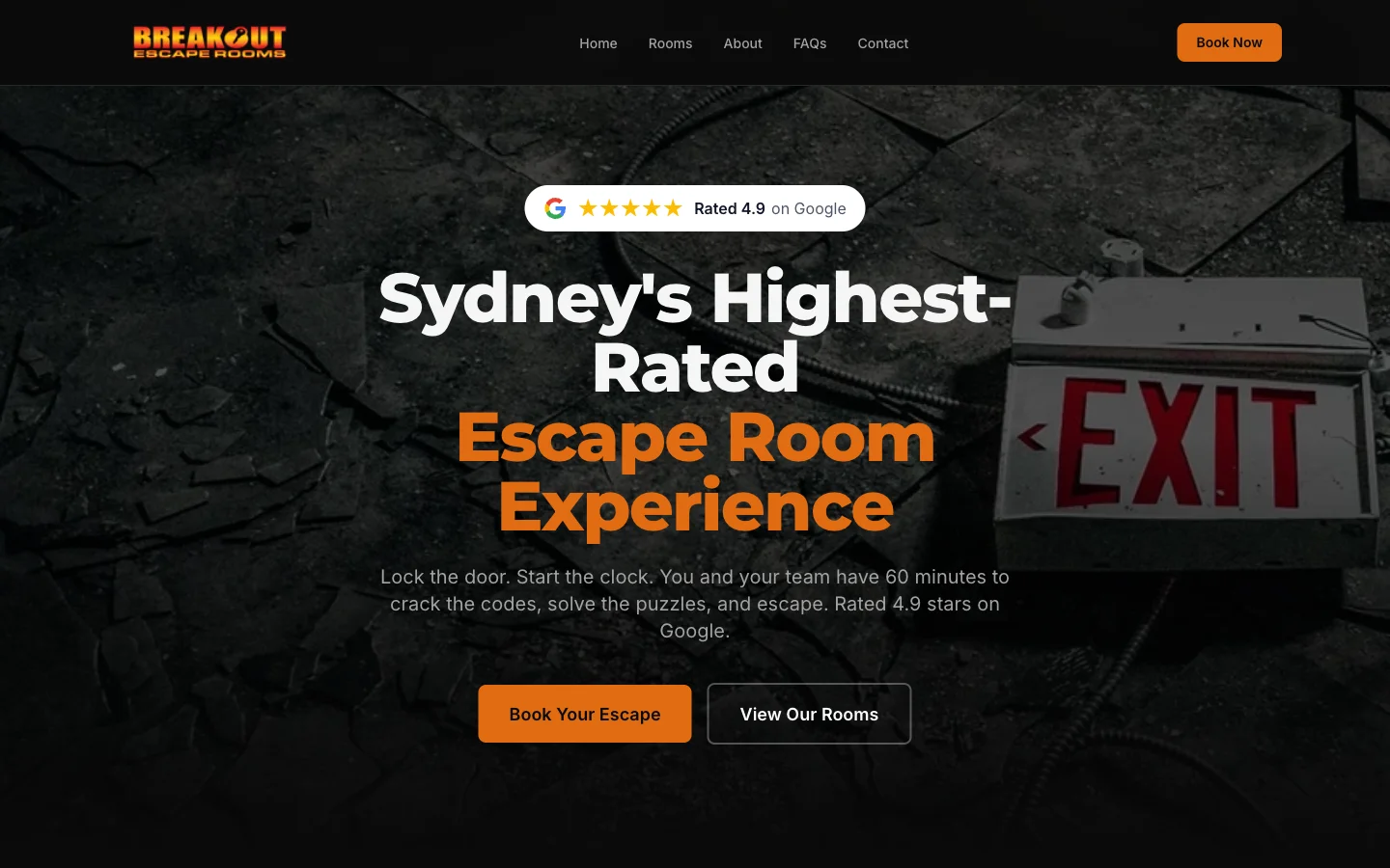 Breakout Escape Rooms website homepage