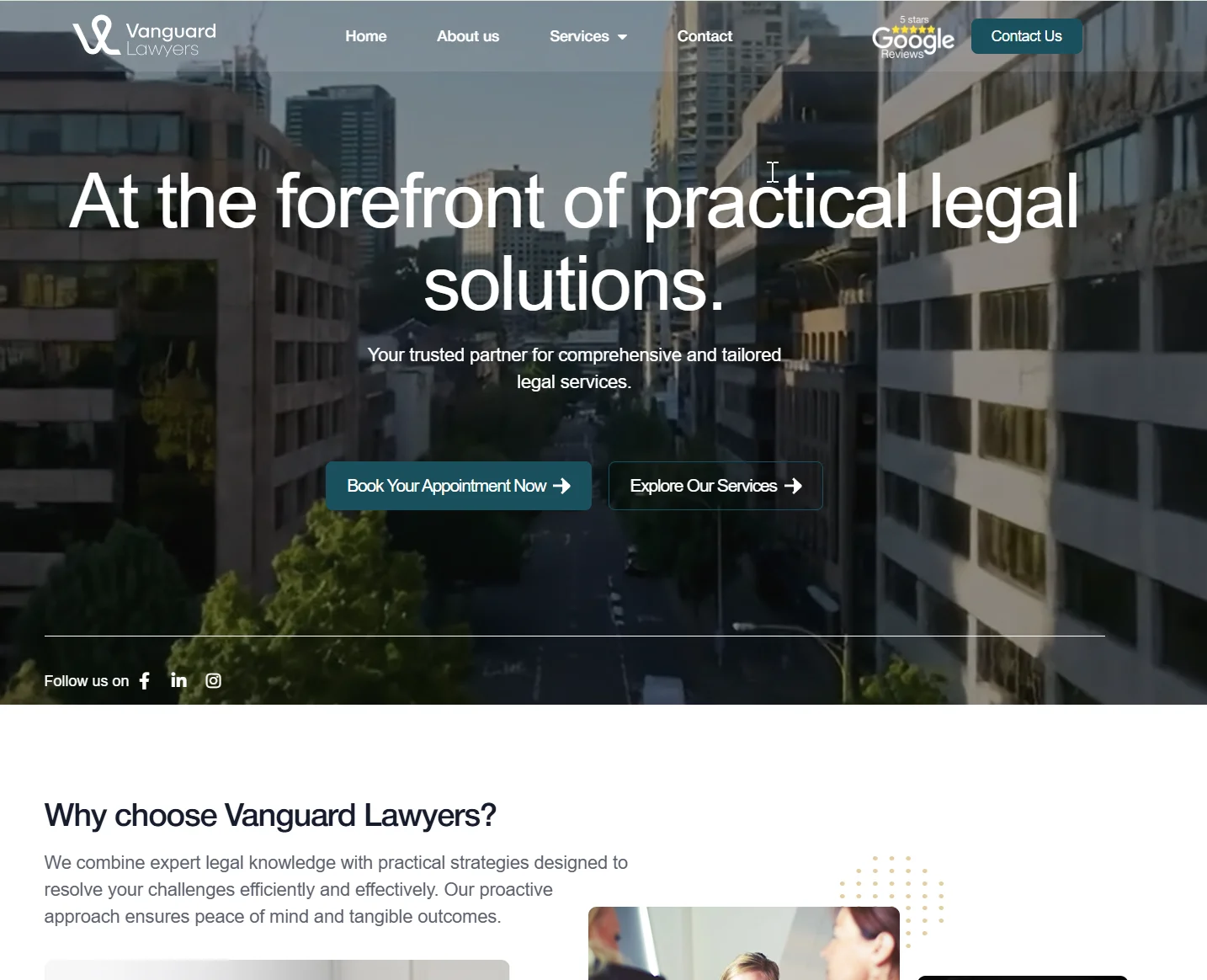 Screenshot of Law Firm Website website homepage