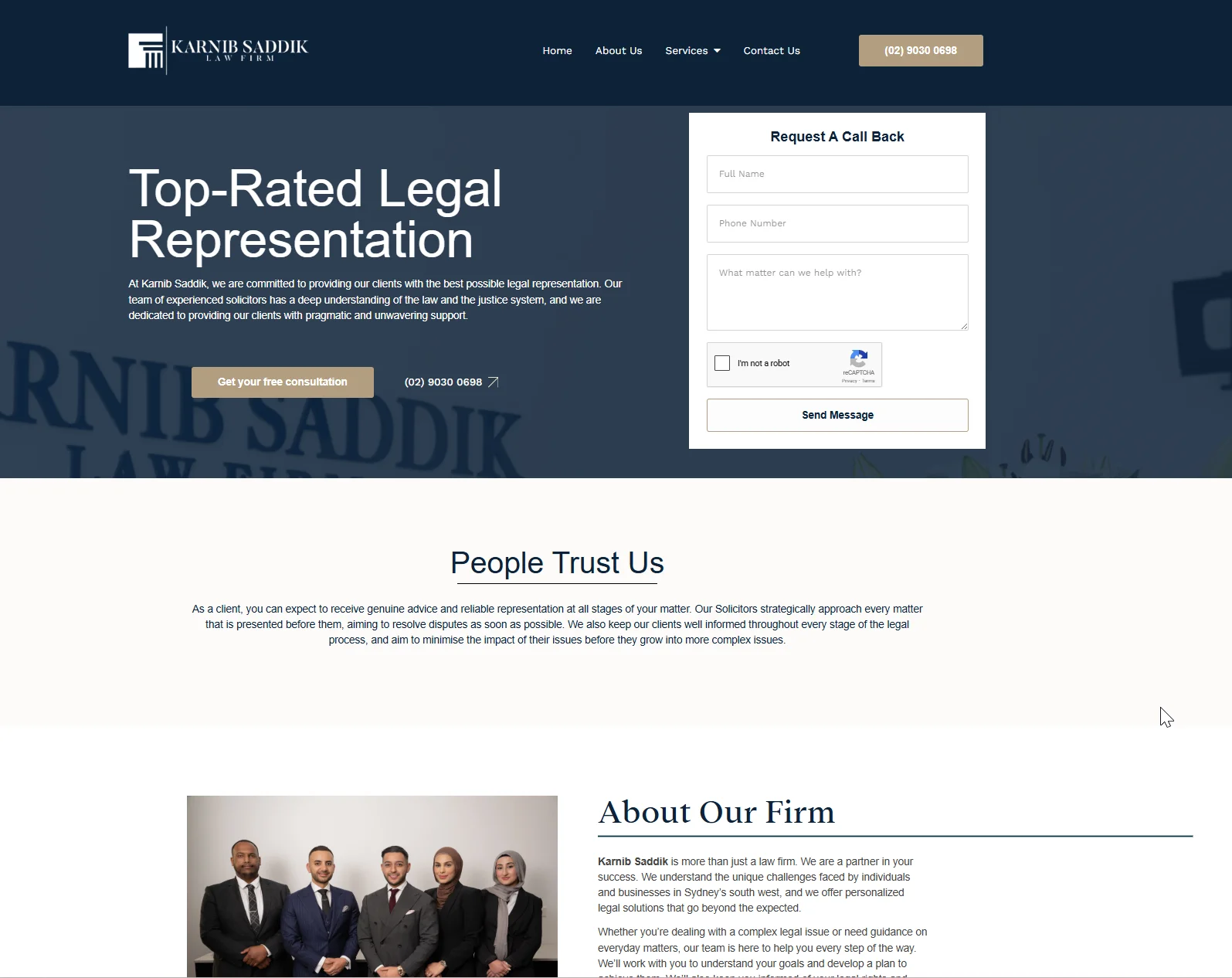 Screenshot of Legal Services website homepage