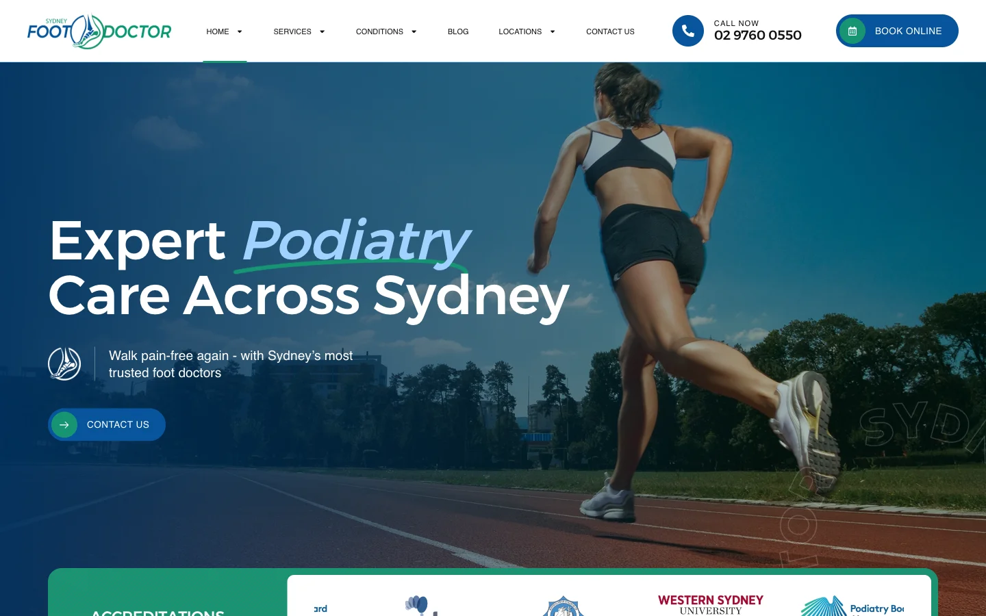 Sydney Foot Doctor website homepage