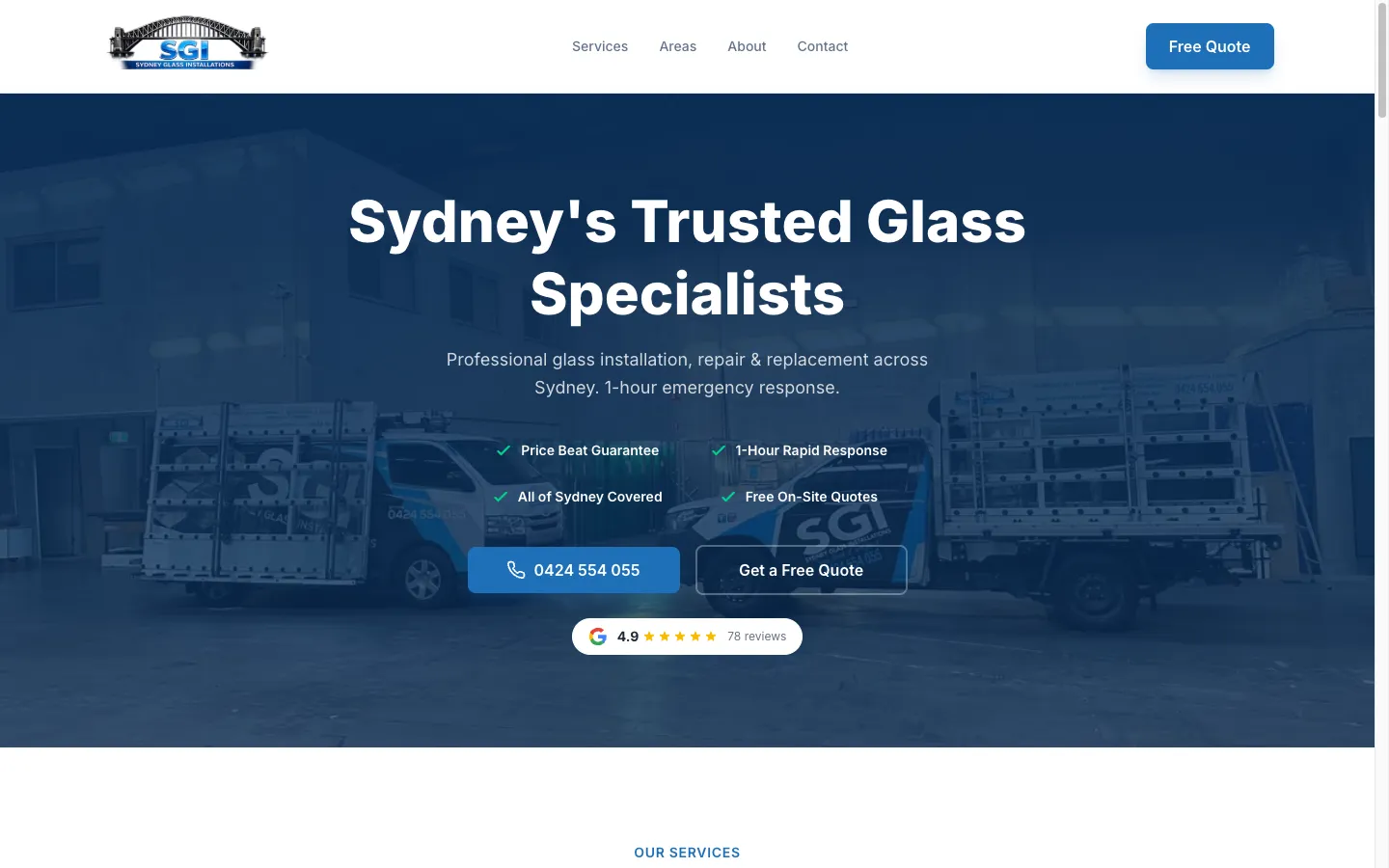 Sydney Glass Installations website