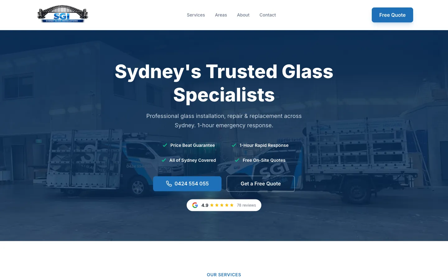 Sydney Glass Installations website